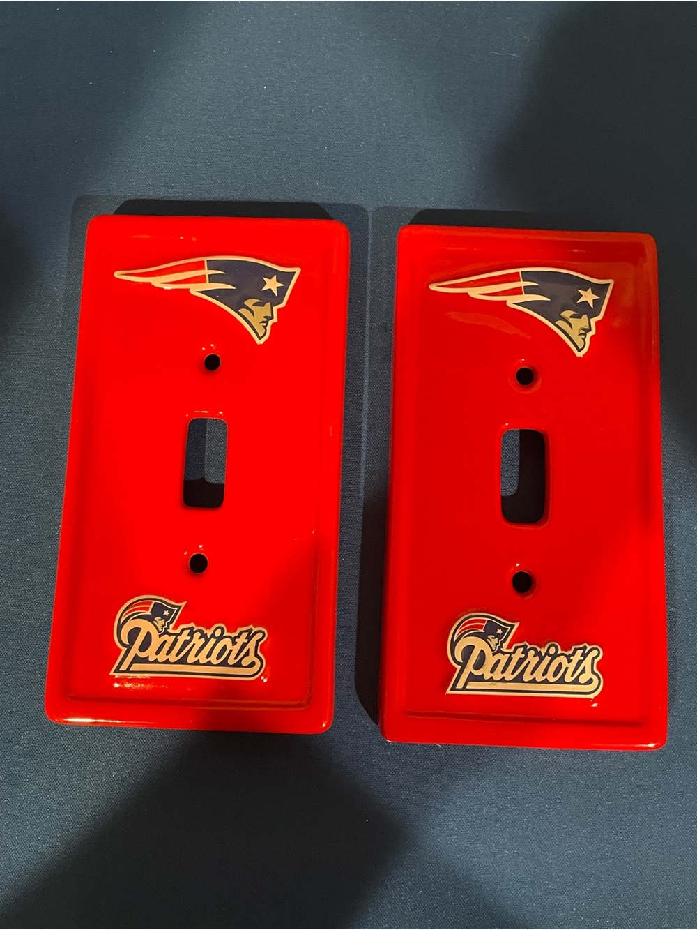 Ceramic New England Patriots Red Light Switch Plate Covers - Set of 2